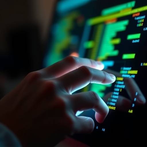 Close-up of a hand writing code, signifying programming and data analysis