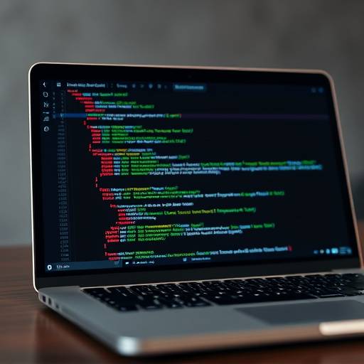 Laptop displaying lines of code, representing web development